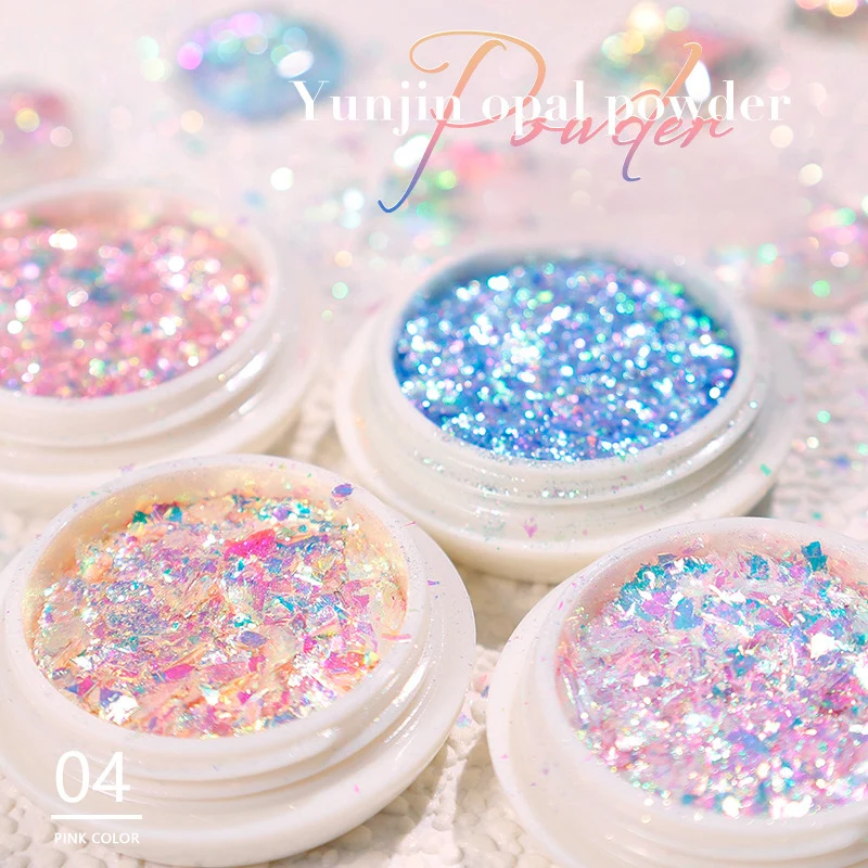 

1 Bottle Opal Flakes Nail Art Powder Glitter Iridescent for Manicure Irregular Flake Design UV Nail Gel Accessories Decorations