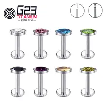 G23 ASTM F136 Titanium Internally Threaded Labret Piercing Silver Nose Ring Body Piercing Earrings Jewelry