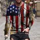 Футболка мужская с длинным рукавом, повседневная хлопковая рубашка с 3d принтом США, Свободный Топ с флагом в европейском и американском стиле, Свитшот оверсайз, 5xl, зима
