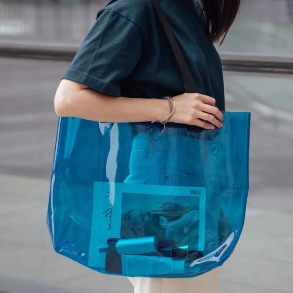 Прозрачная сумка через плечо из ПВХ с лазерной гравировкой Прочная расширяемая