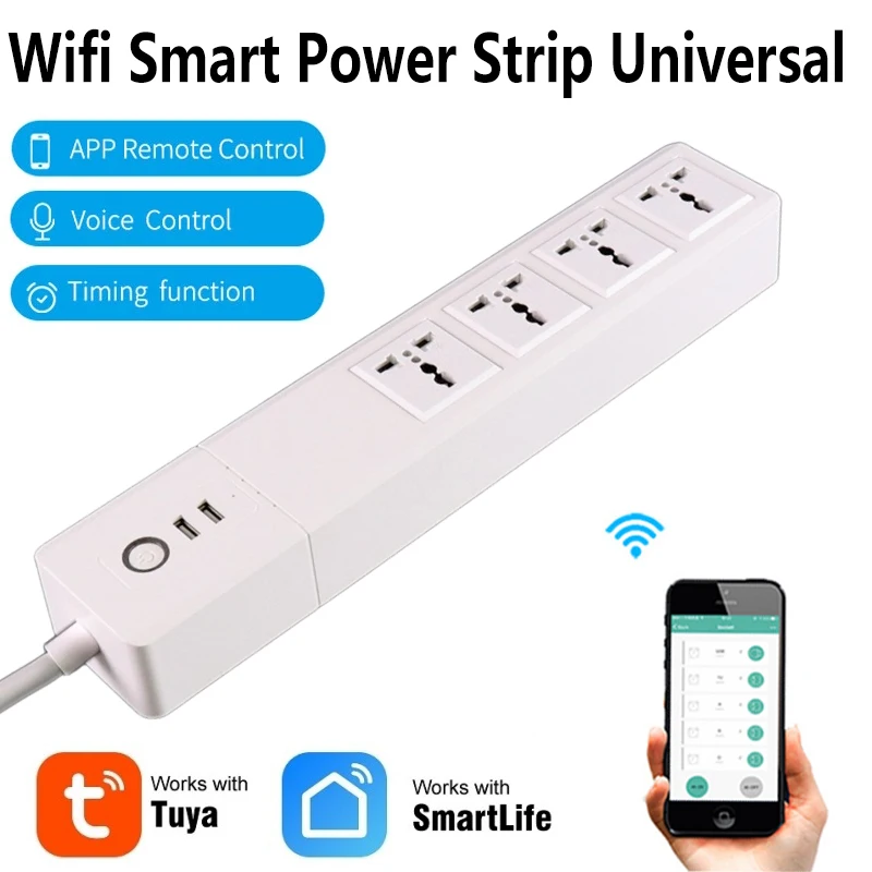 

Умный удлинитель с Wi-Fi, 2 USB-порта, 1,5 а, 16 А, м