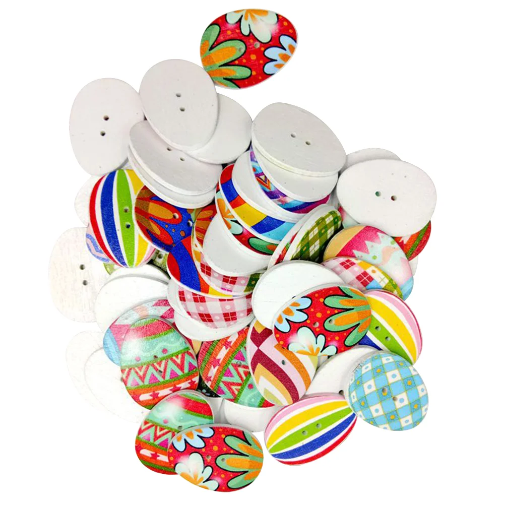 

Easter Button Buttons Egg Wooden Sewing Colorful Wood Assorted Accessory Festival Bulk Bottons Bottoms Eggs Diy