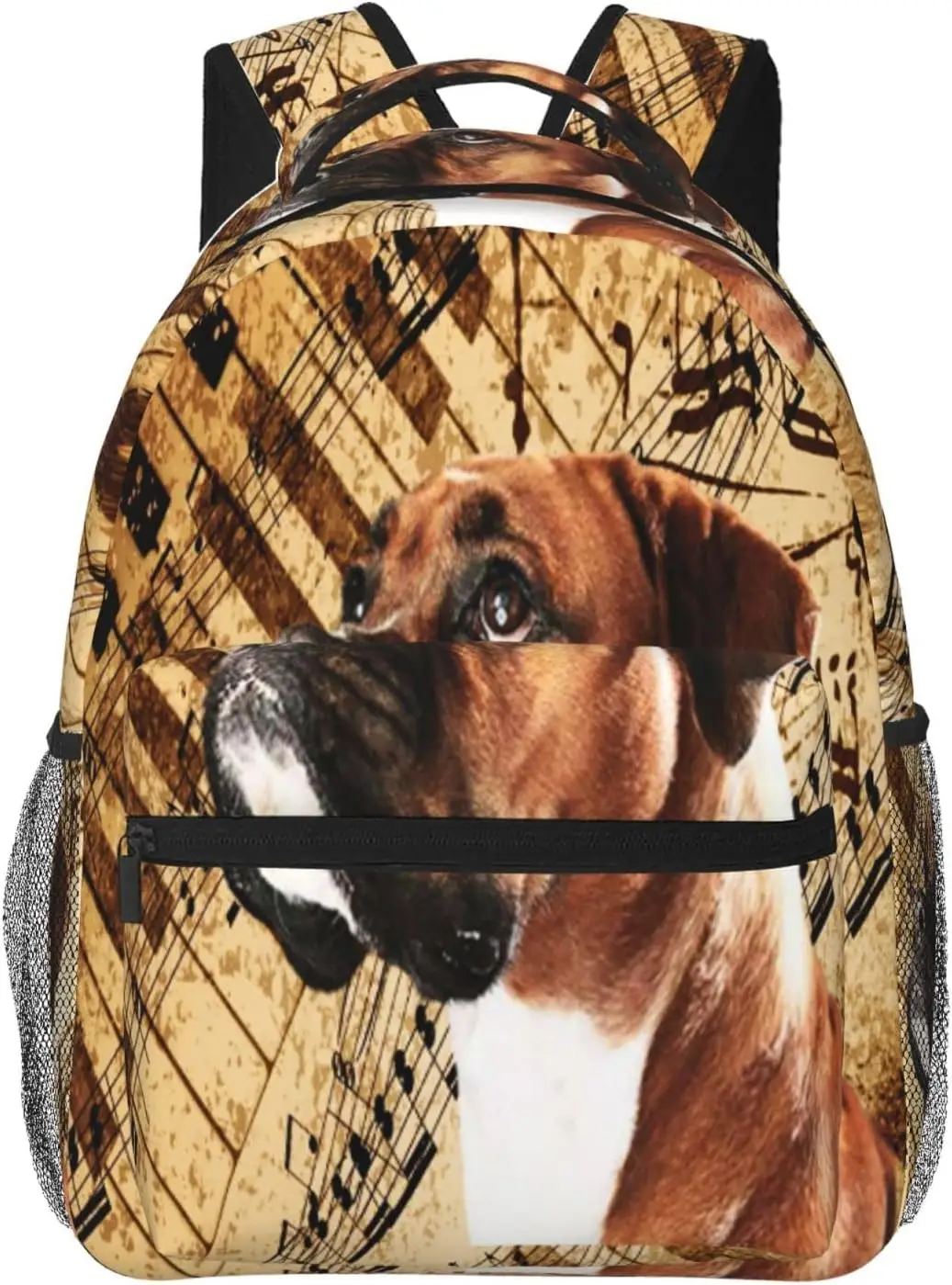 Рюкзак для мальчиков и девочек-подростков, прекрасный дорожный ранец для ноутбука с изображением собаки-боксера, музыкальных нот, пианино, рюкзак для колледжа