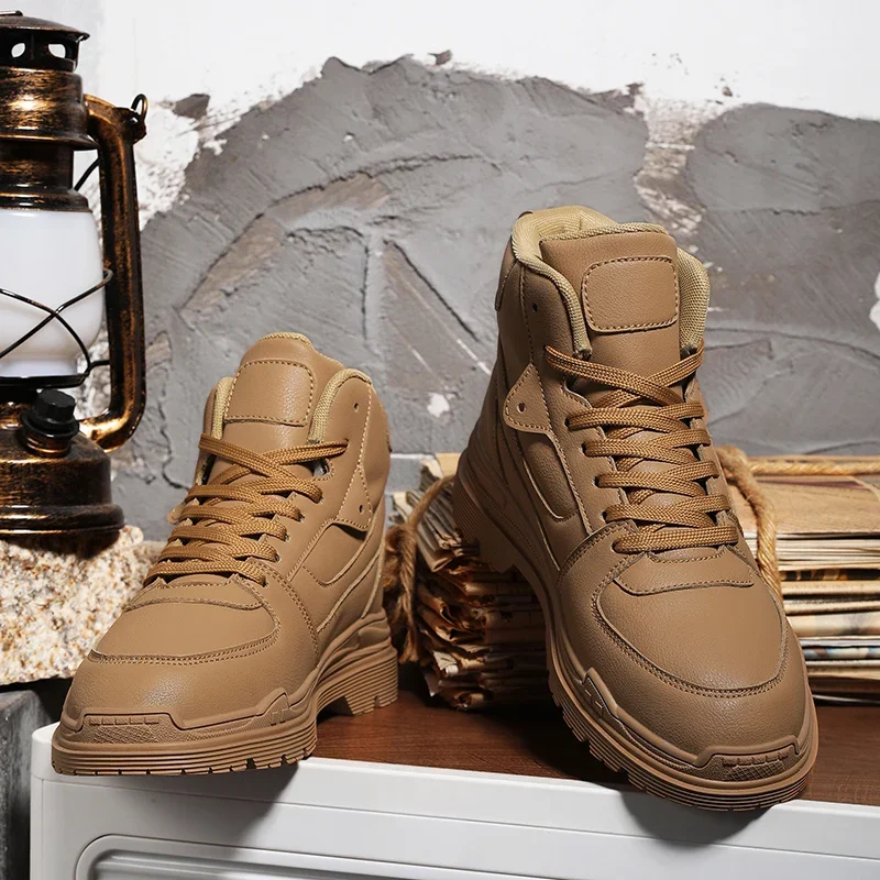 Ботинки мужские высокие Классические уличные ботильоны на толстой подошве