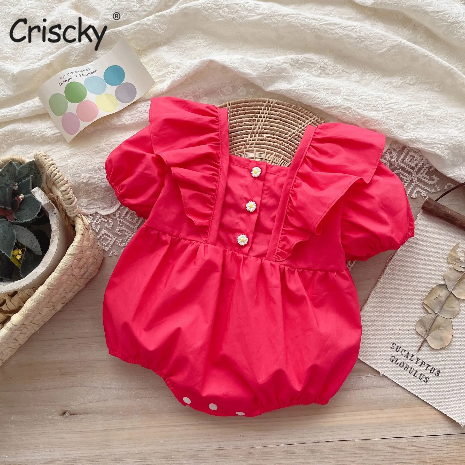 

Criscky Newborn Kids Bodysuit Baby Boy Girl Clothes Jumpsuit Sunsuit Outfits Soild Children's Clothes Baby Summer Clothing