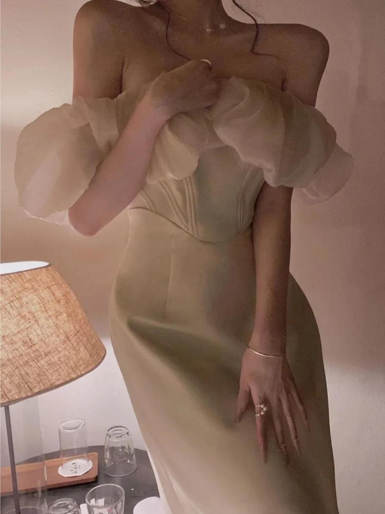 Женское Летнее Лоскутное Платье С Открытыми Плечами Элегантное Облегающее