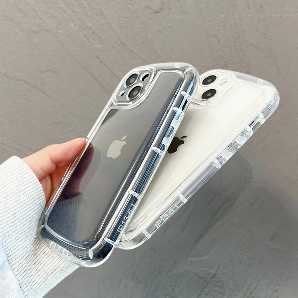 New Luxury Shockproof Transparent Phone Case For iPhone 13 12 11 14 Pro Max X Xs XR 7 8 Plus SE Silicone Bumper Clear Soft Cover