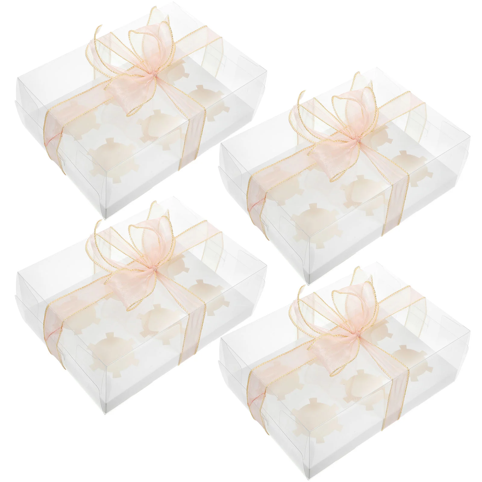 

4pcs Cupcake Boxes Cupcake Containers Clear Bakery Carrier Boxes for Cupcakes Muffins Donuts