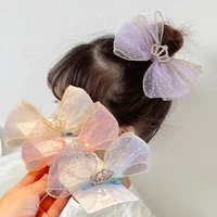kids hair accessories candy color mesh hair bows with hairpin clip diamond crown princess hairpins headdress