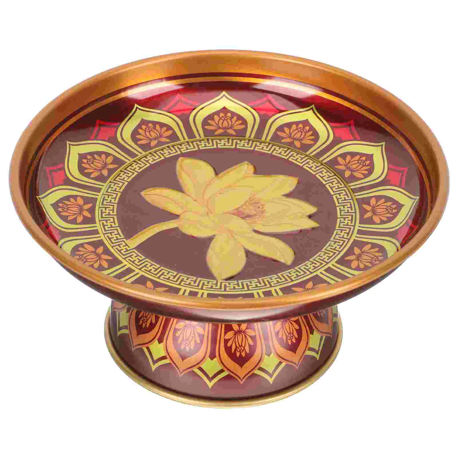 

Plate Offering Fruit Templetribute Altar Bowl Snack Dessert Tinplate Supplies Holder Tray