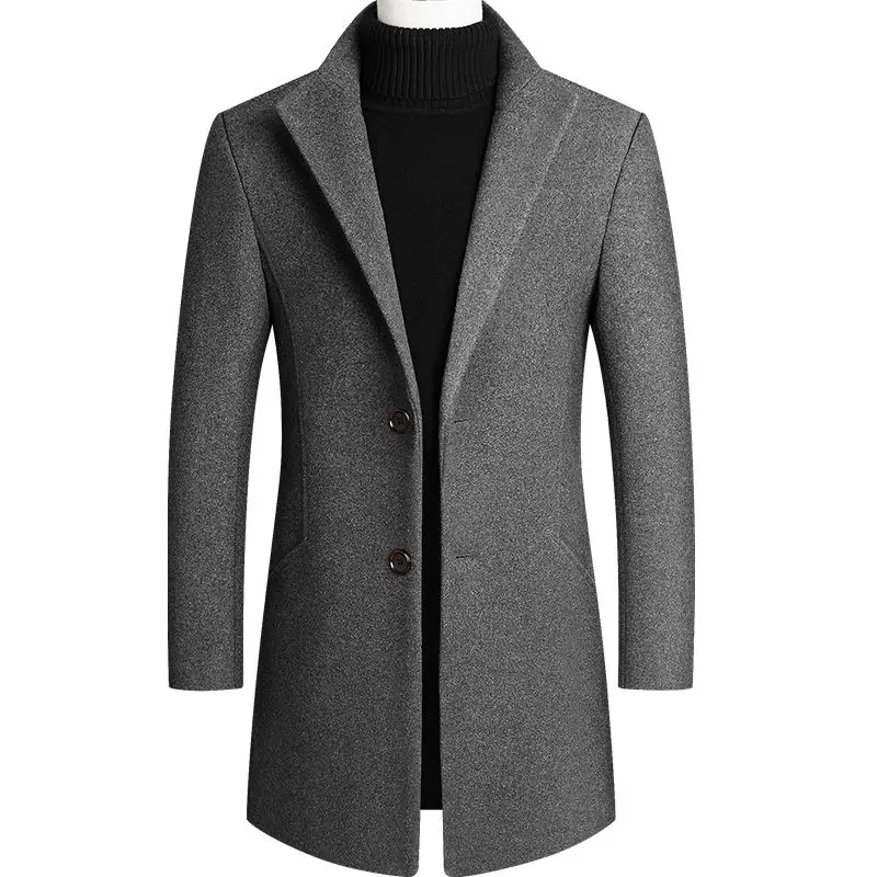 

Пальто мужское шерстяное с отложным воротником, утепленное длинное, деловой Повседневный городской Топ, зимняя одежда, 4XL
