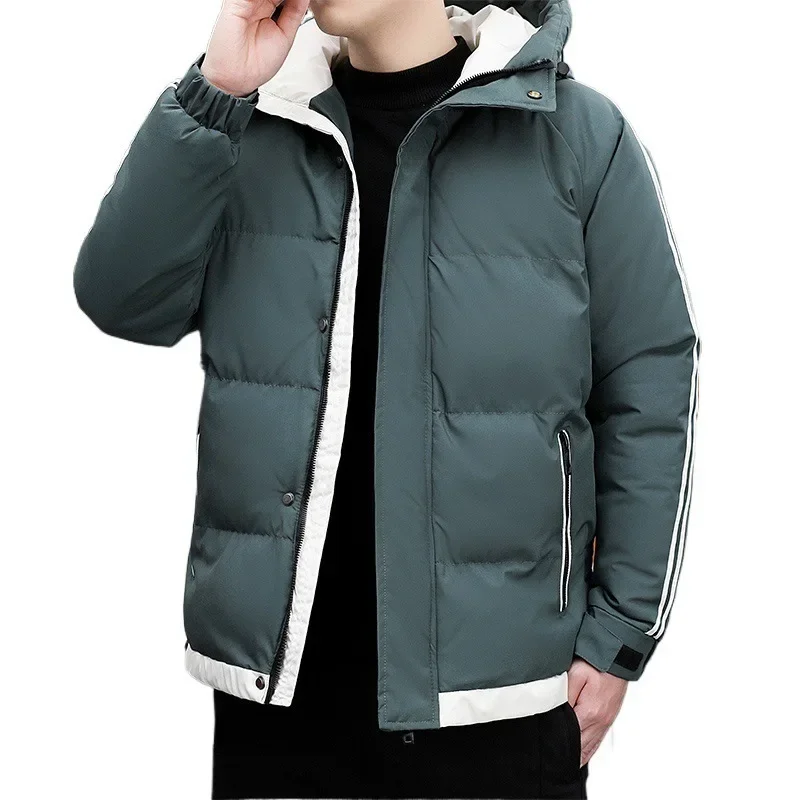 2024 мужское хлопковое пальто укороченная стеганая куртка на флисовой подкладке с