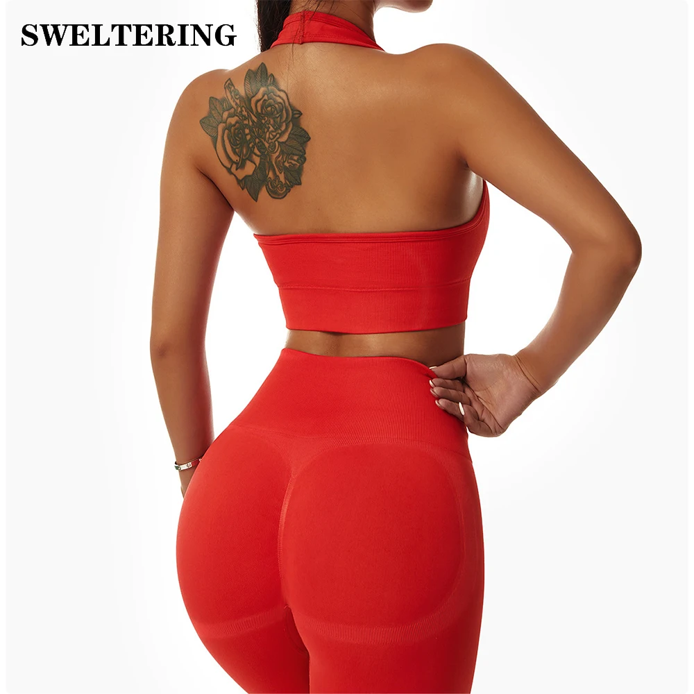 

Женский спортивный топ с лямкой на шее, привлекательное нижнее белье в европейском и американском стиле для фитнеса