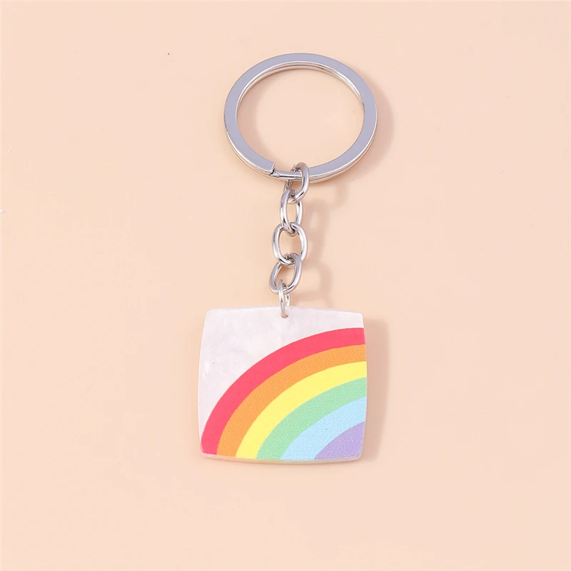 

Lovely Colorful Rainbow Keychains for Car Key Souvenir Gifts for Women Men Handbag Pendants Keyrings DIY Accessories