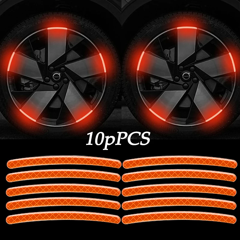

10pcs Car Wheel Hub Reflective Sticker Decorative Strips For Volkswagen Golf 4 5 7 6 Chevrolet Cruze Honda Civic Accord 2023