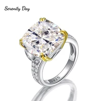serenity day 925 sterling silver sparkling square pink yellow white high carbon diamond wedding rings women fine jewelry gift