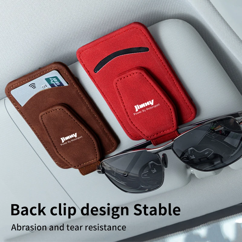 Sun Visor Eyeglass Holder Flip Flop Leather Card Organiser For Suzuki Grand Vitara SX4 Swift Jimny Kizashi Liana