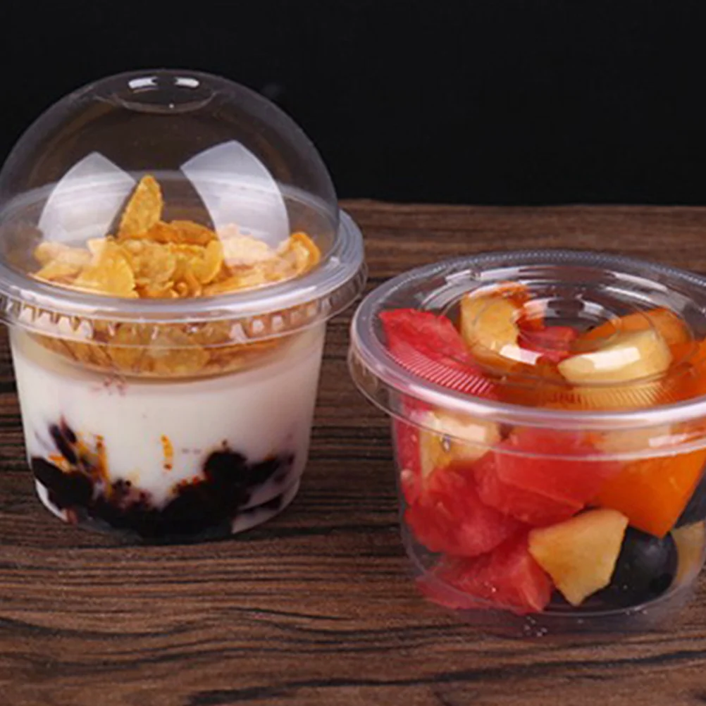 

Cups Cup Plastic Dessert Clear Lids Disposable Mini Parfait Appetizer Bowl Box Pudding Cake Boxes Salad Containers Food Bowls