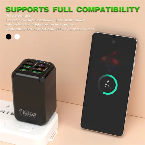 150 Вт, 6 портов PD QC 3.0 USB C, быстрое зарядное устройство, настенный адаптер, сверхбыстрая зарядка для iPhone, Samsung, iPad, Xiaomi, Huawei Oneplus OPPO