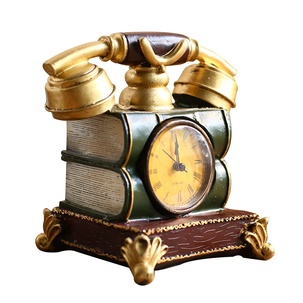 

Clock Resin Telephone Adornment Telephone Adornment Desktop Clock Decor