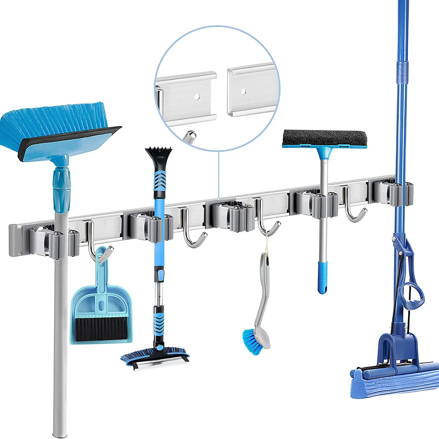 

Broom Hook Holder Wall Mount Mop Organizer Holder Stainless Steel Storage Hook Kitchen Bathroom Organization Accessories 1PC/2PC