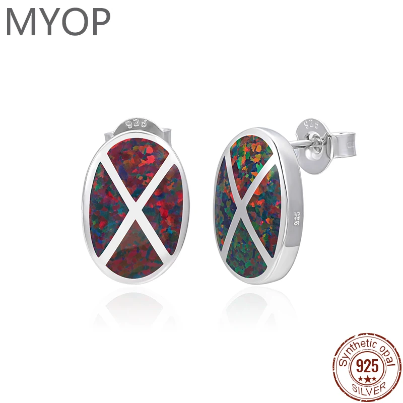 MYOP 925 Sterling Silber Mode Eardrop Griechischen Design Temperament Synthetische Opal Ohrringe für Frauen Edlen Schmuck Geschenk Partei