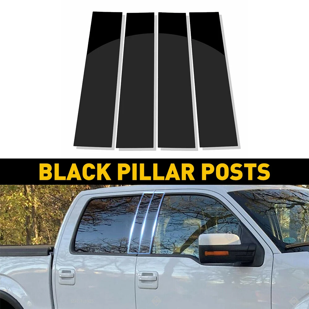 

4Pcs Black Car Window Pillar Sticker Posts Door Trim Cover Protector For Ford F-150 F150 F 150 2014 2013-2004 Auto Accessories