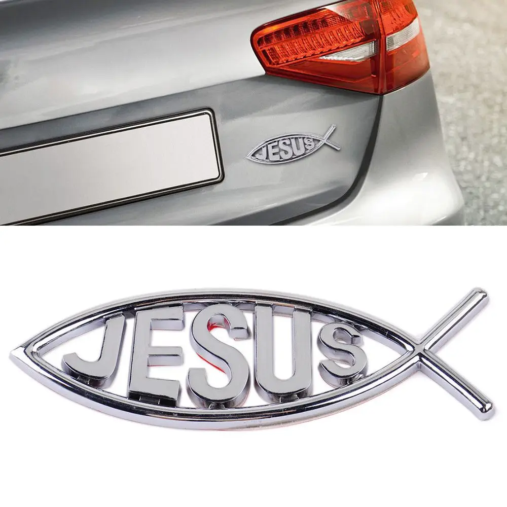 

Popular 3D Decoration Funny Jesus Fish Symbol Logo Car Sticker Window Decal Vinyl
