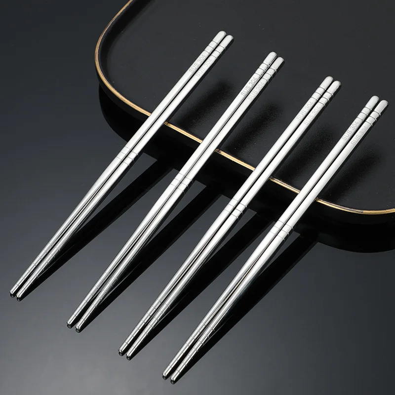 

1 Pairs of Metal Chopsticks Household High Temperature Sterilizable Non-slip Stainless Steel Chopsticks Set Kitchen Accessories