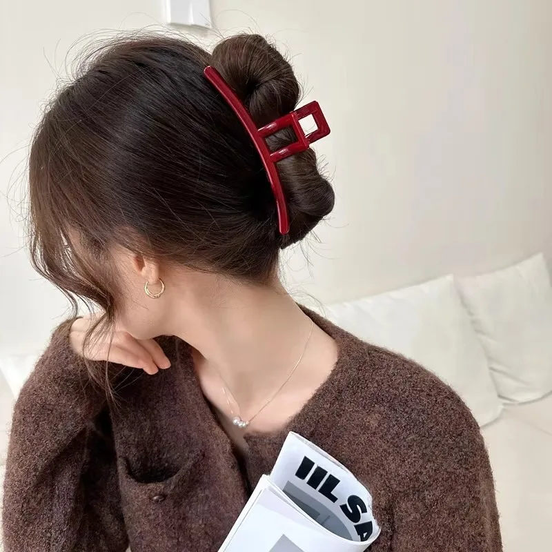 Женские красные заколки для волос девочек большие геометрические акриловые