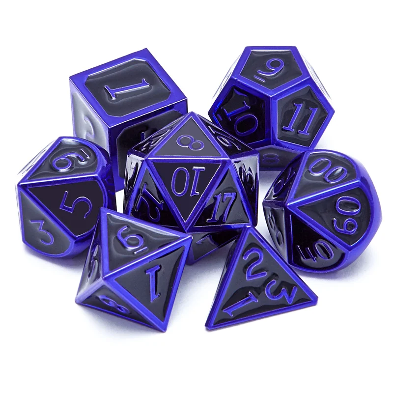 

Набор металлических игральных костей, 7 предметов, цвет соответствует для ролевых игр MTG (фиолетовый)