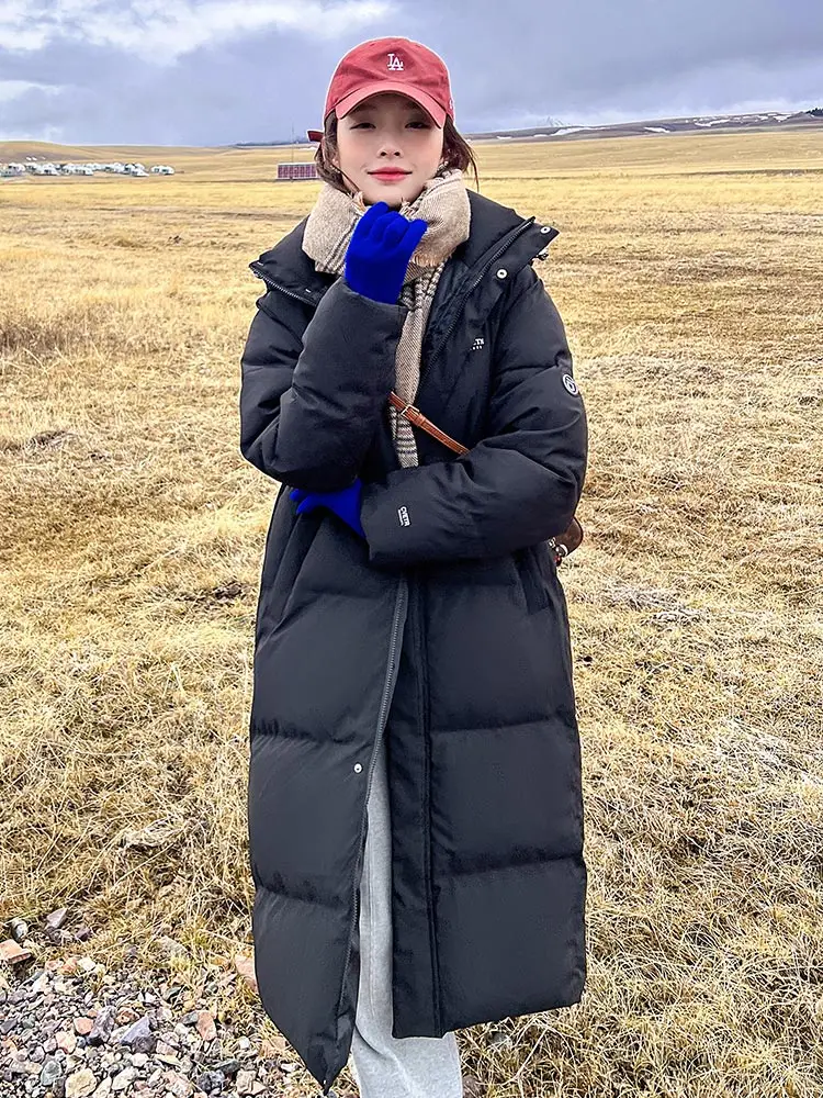 MEILLY DOLPHIN Winter Down Cotton Jacket Women Fashion Hooded Casual Pocket Zipper Thick Long Parkas Winter Coat Female Outwear