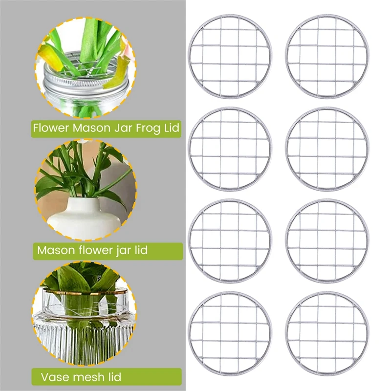 30 Pieces Flower Jar Lid Floral Frog Vase Insert Canning With Square Grids 70Mm