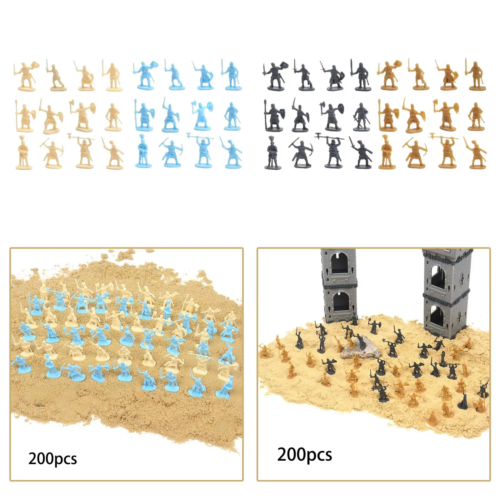 200Pcs 1/72 Scale Soldiers Model Party Favors Ornaments Toy 