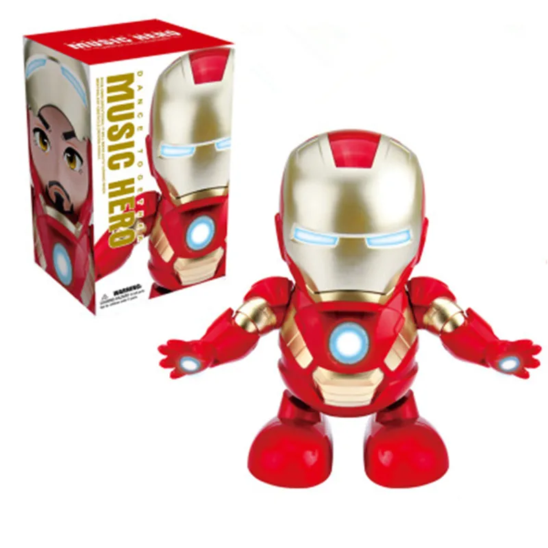 Купи Dance Iron Man Action Figure Toy Led Flashlight Music With Sound Robot Electronic Toys Children Birthday Gift за 779 рублей в магазине AliExpress