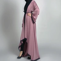 ramadan muslim abaya woman cardigan robe dubai arabic lace panel long dress turkey kaftan islamic clothing musulman djellaba