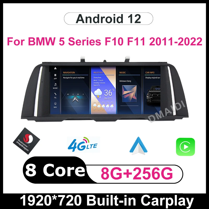 

Android 12 Snapdragon 10.25"/12.5" Car Multimedia Player for BMW 5 Series F10 F11 520i 525i 528i 2011-2016 CIC NBT GPS Radio
