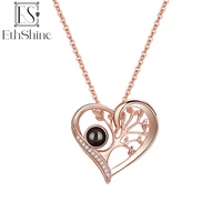 ethshine personalized projection picture pendant 925 sterling silver necklace custom photo love heart pendant jewelry women gift