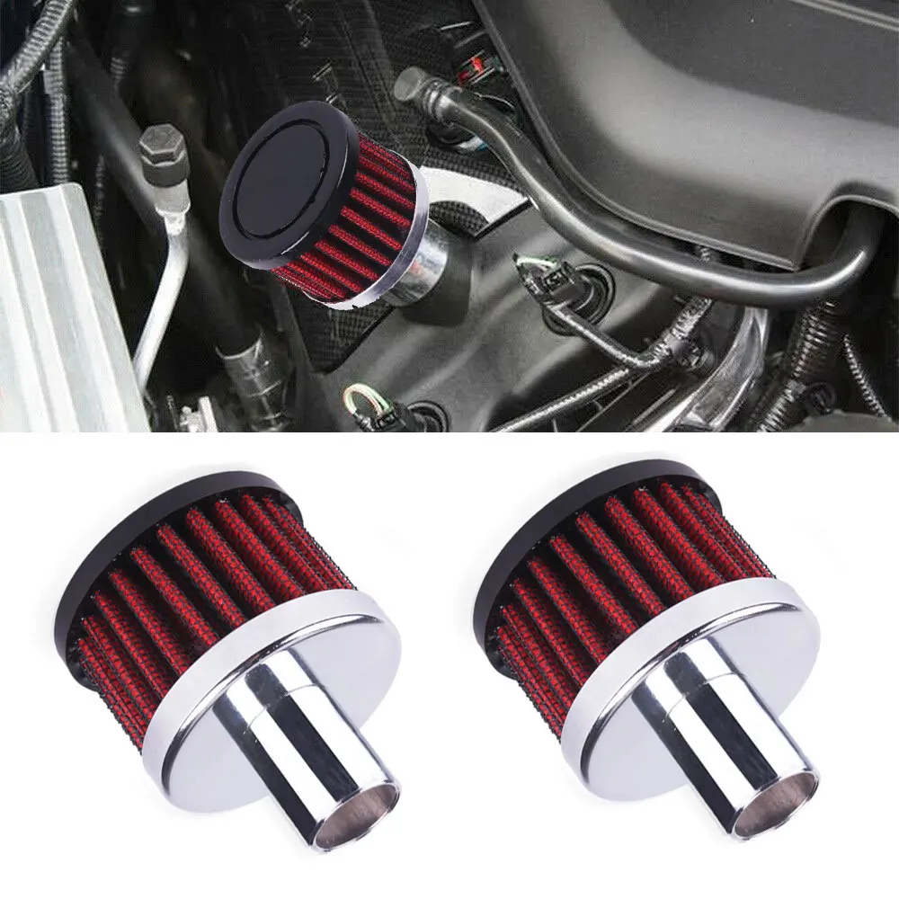 

2pcs Universal Red 19mm Cold Air Intake Filter Turbo Vent Crankcase Car Breather Valve Cover Professional Car Accessories