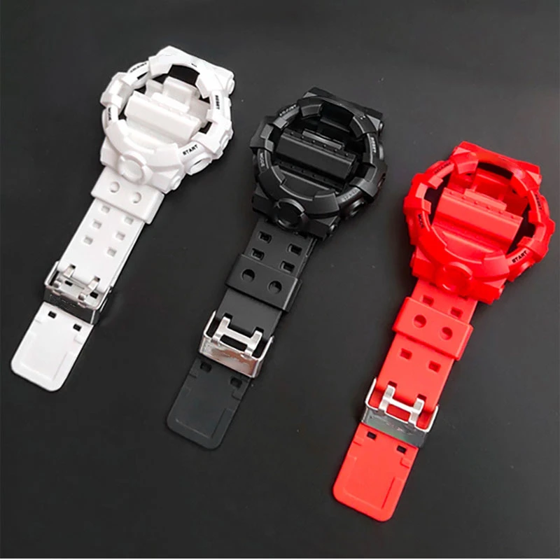 Rubber Watch Bracelet With Cover For Casio G-shock GA700 GA-700 GA710 GA735 Watchband Case Men Watch Band Strap Protective Shell