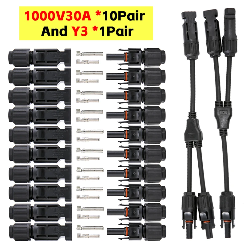 

2 To 1 PV Branch Connector With 4mm2 1000V 30A Solar Cable For pv combiner box 2 in 1 out Solar Panel cable 2.5/ 4/6mm2