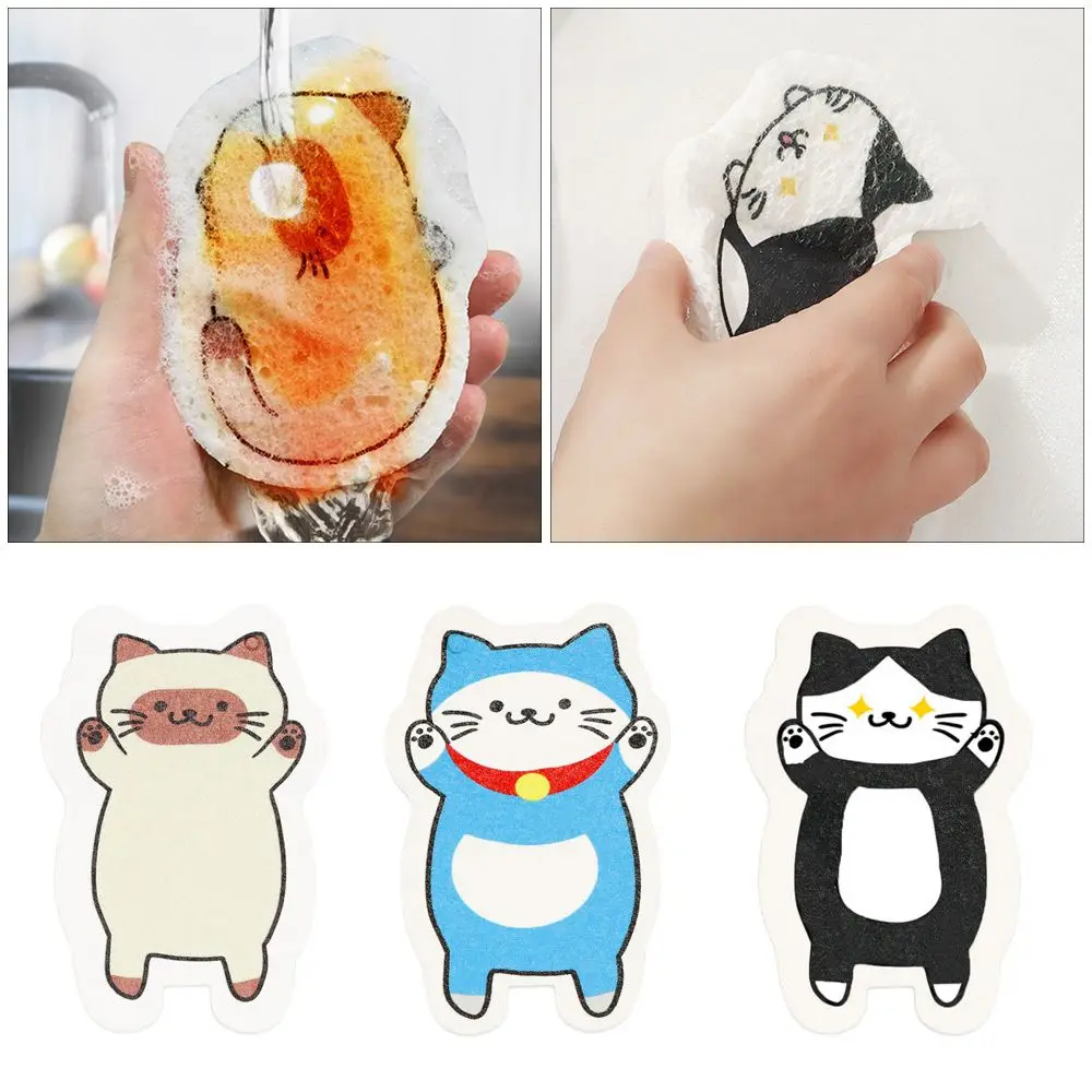 

Антипригарные кухонные принадлежности мультяшная компрессионная мультяшная кухонная тряпка спонж из древесной целлюлозы губка для мытья ...