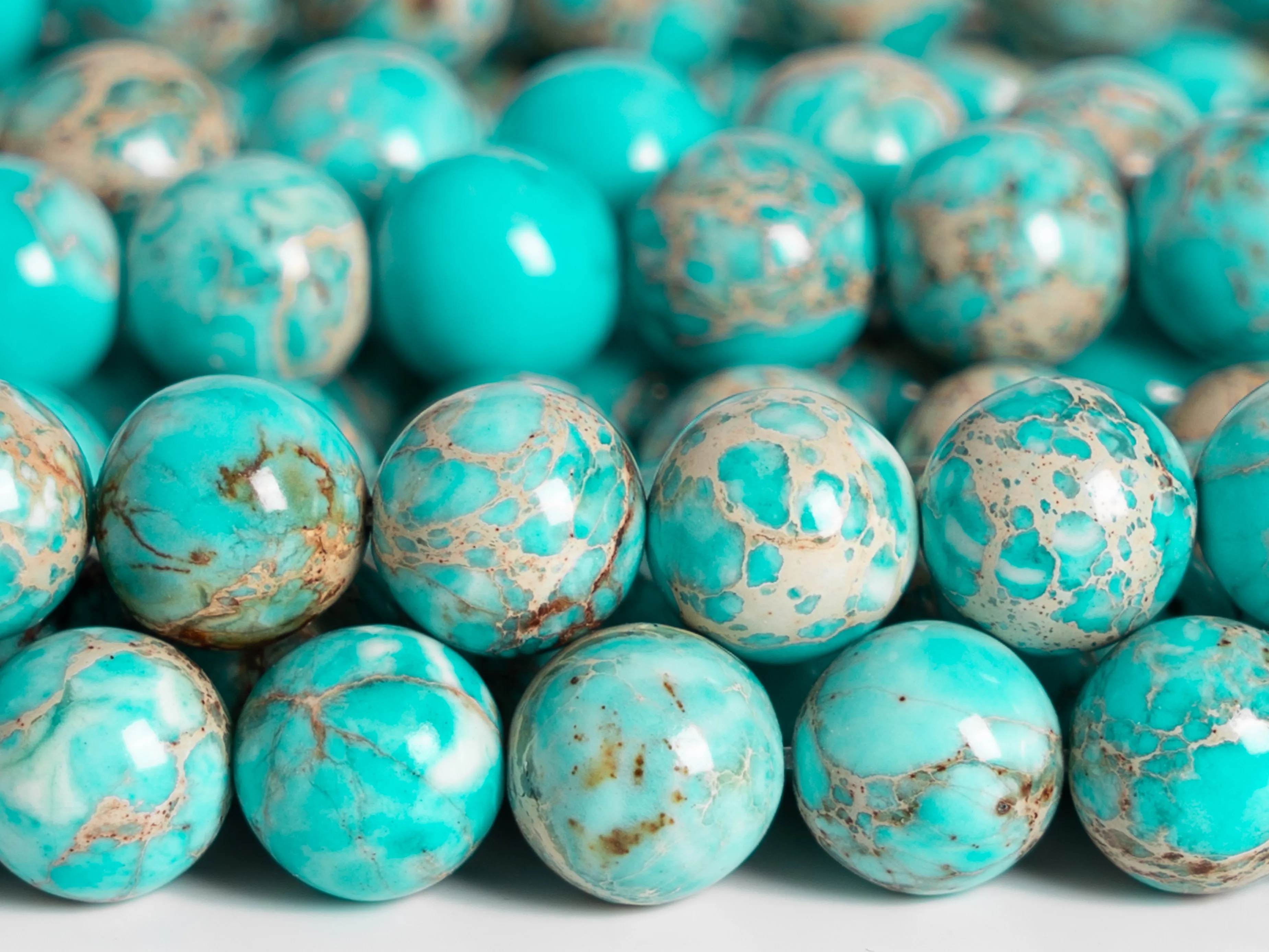 

Genuine Mint Blue Green Sea Sediment Imperial Jasper Grade AAA Loose Beads Round Size Options4/6/8/10/12mm for Jewelry Making