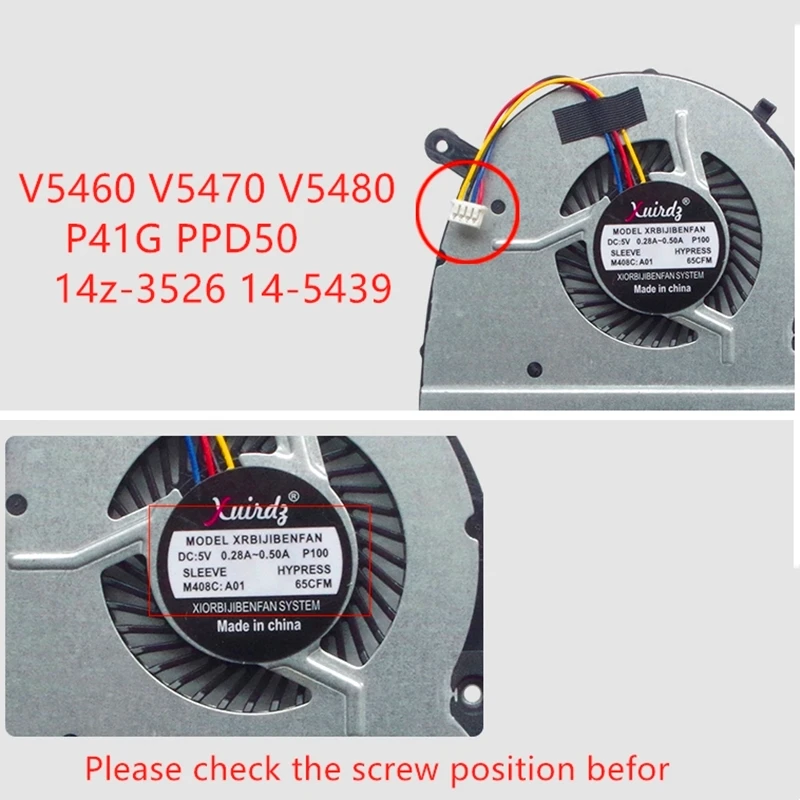 

New Laptop CPU GPU Cooling fans For Dell V5460 V5470 V5480 P41G PPD50 Fan 14z-3526 14-5439 Please check the screw position befor