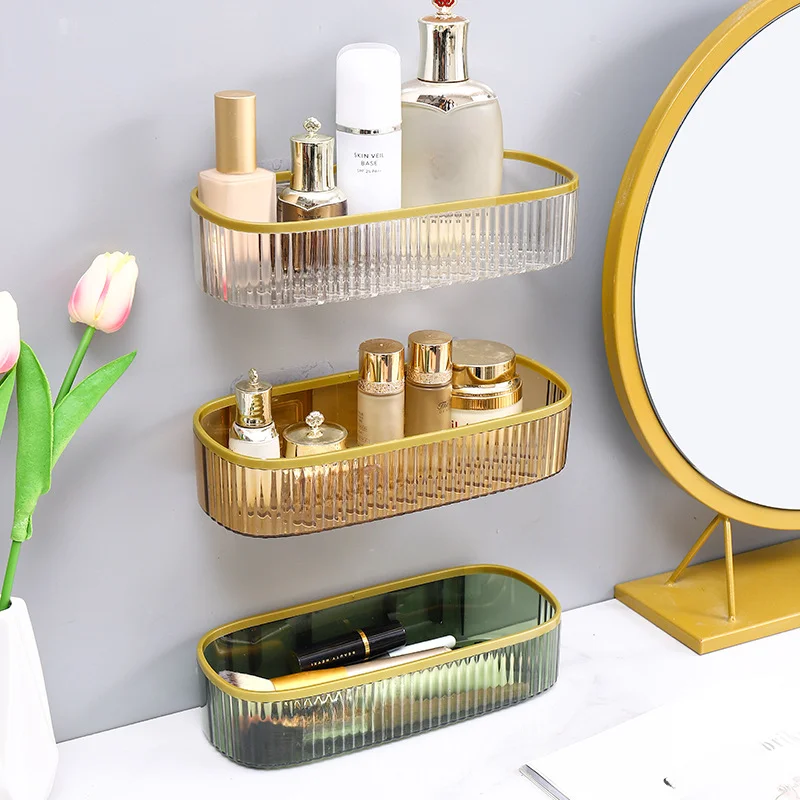 Modern Wall-Mounted Bathroom Storage Rack for Shower Room Toiletries with Acrylic Materials, Bathroom Storage