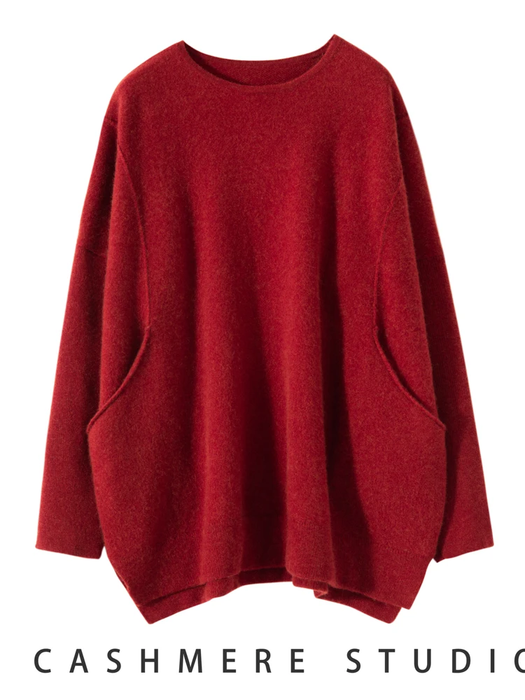 Женский кашемировый пуловер повседневный однотонный мягкий свободный джемпер с