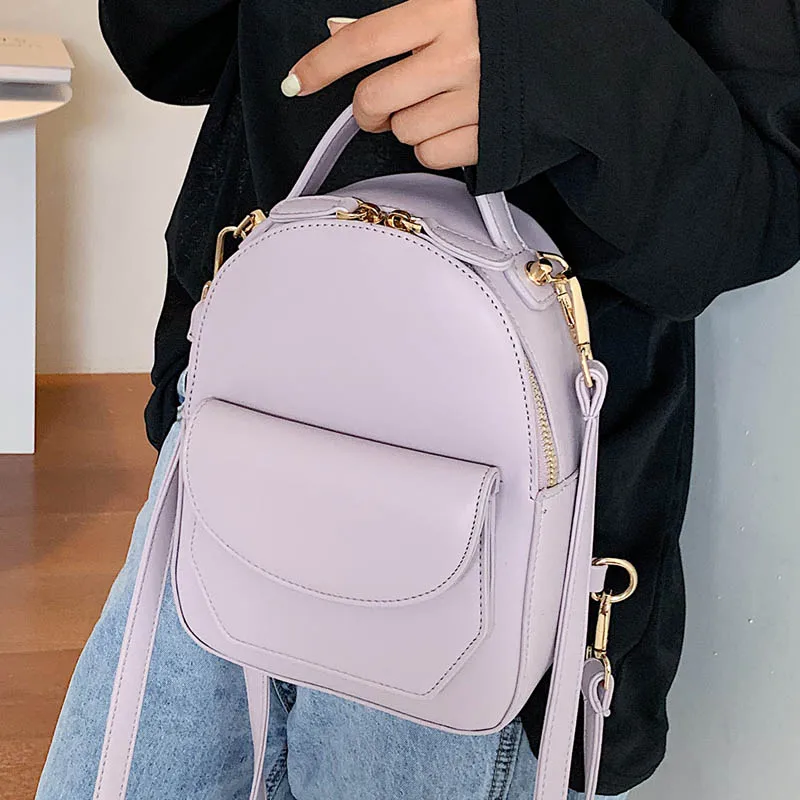Fashion Small Backpack Women Soft Leather Shoulder Bags Crossbody Bag New Multi-Function Handbags Female Student Backpack