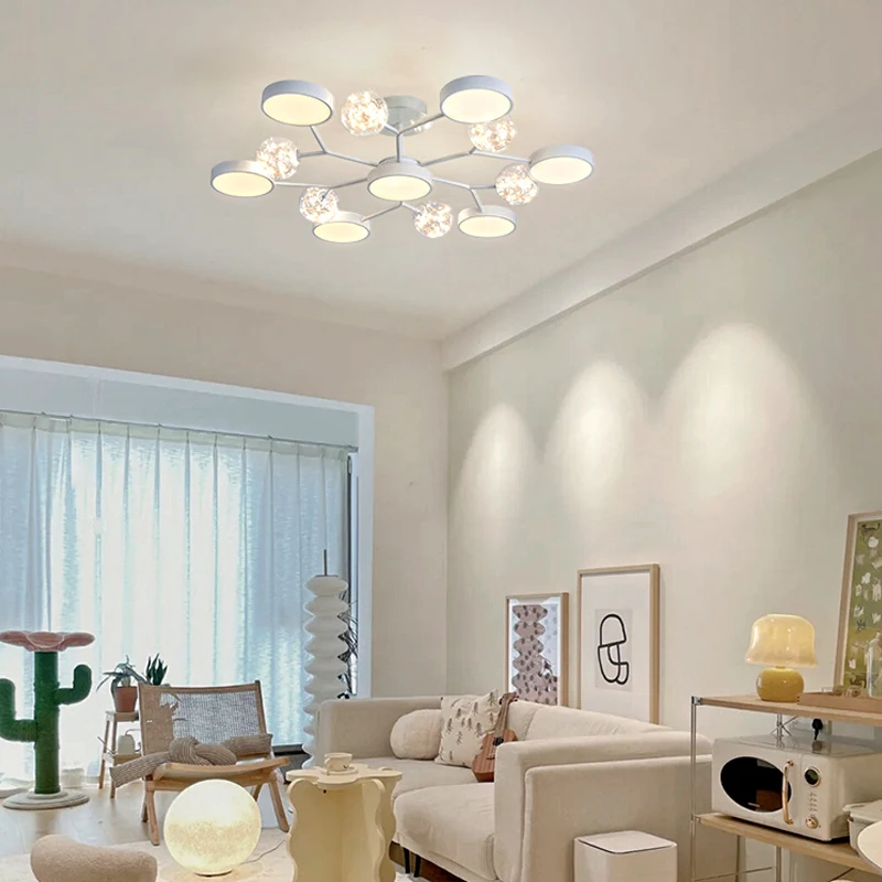 Современная светодиодная люстра в скандинавском стиле креативная простая белая