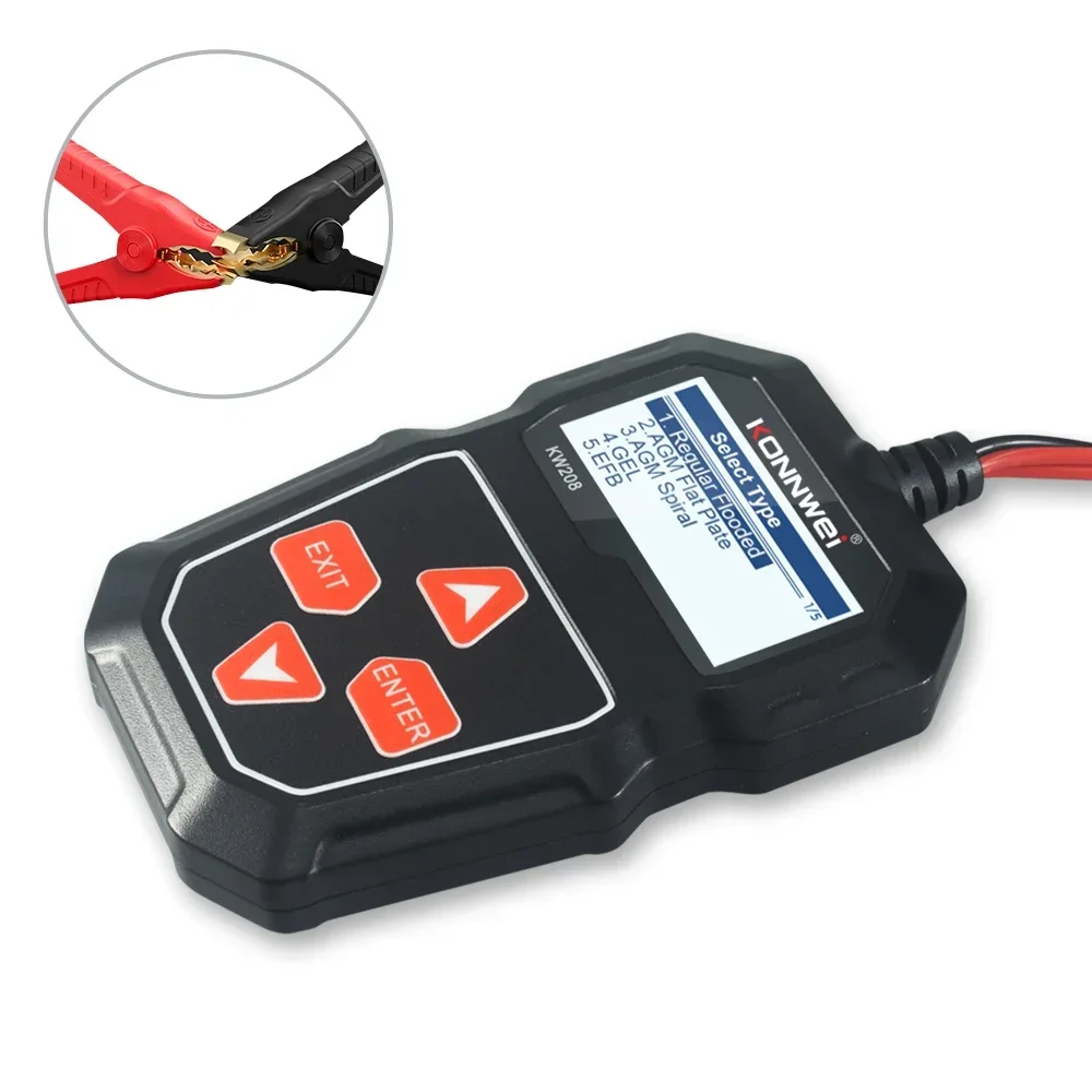 KONNWEI KW208 Тестер автомобильного аккумулятора 12 В 100–2000CCA зарядки при запуске