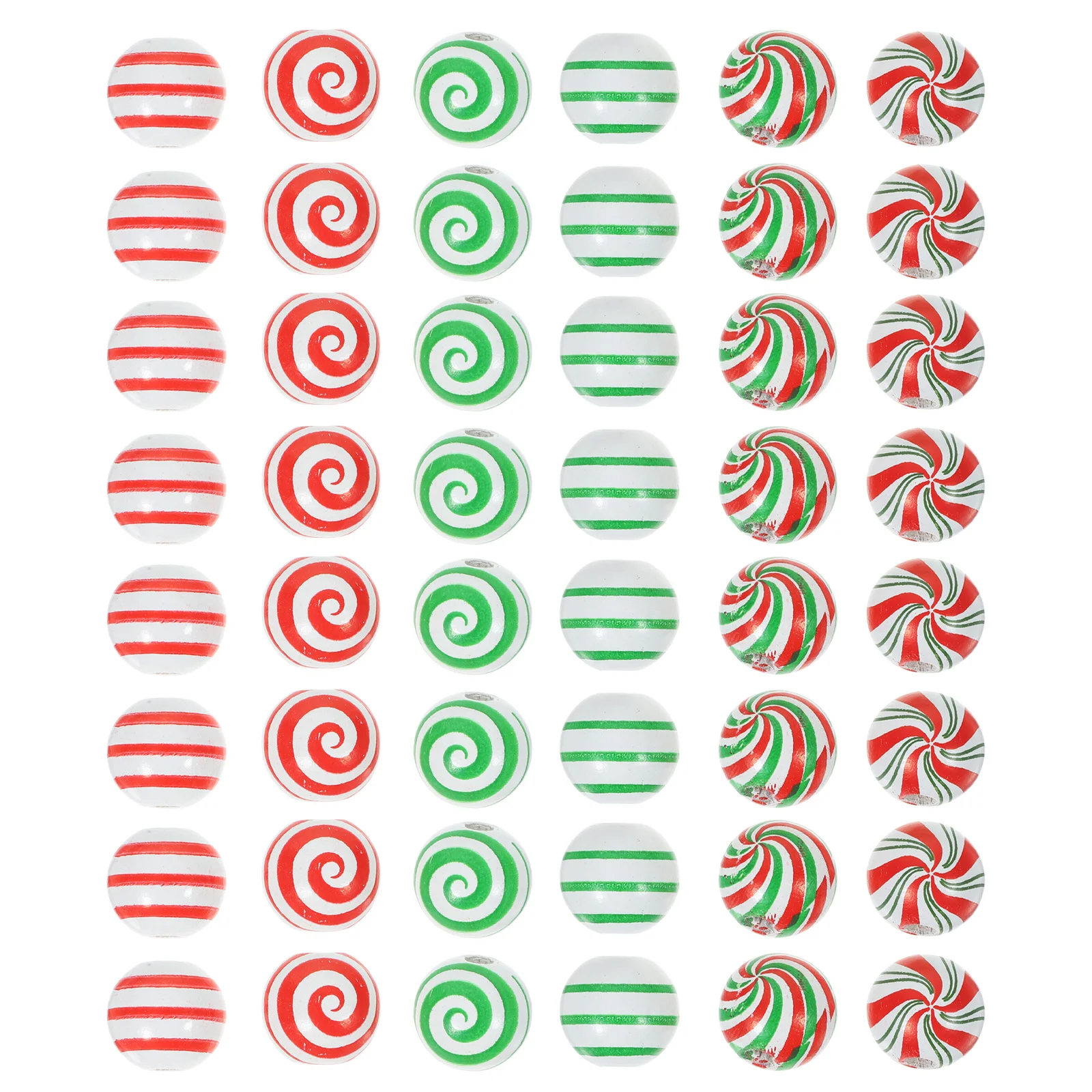 

60 Pcs Coloured Beads Wooden Crafts Jewelry Making Green Stripes Christmas DIY Charms